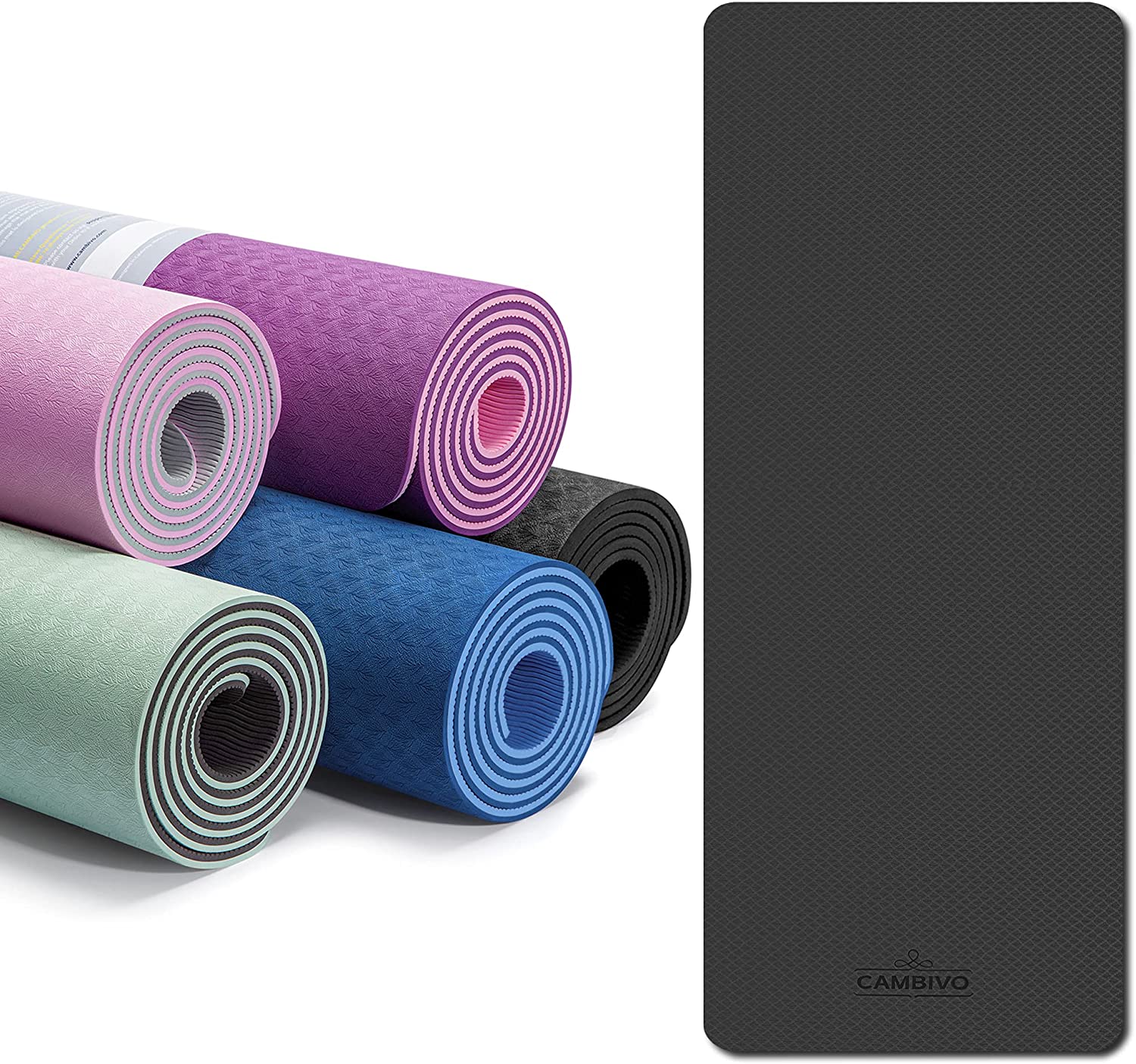 BEAUTYOVO 6' x 4' Large Yoga Mat, 1/3| 1/4 Inch Extra Thick Yoga Mat  Double-Sided Non Slip, Professional TPE| PVC Yoga Mats for Women Men, 24  Sq.Ft