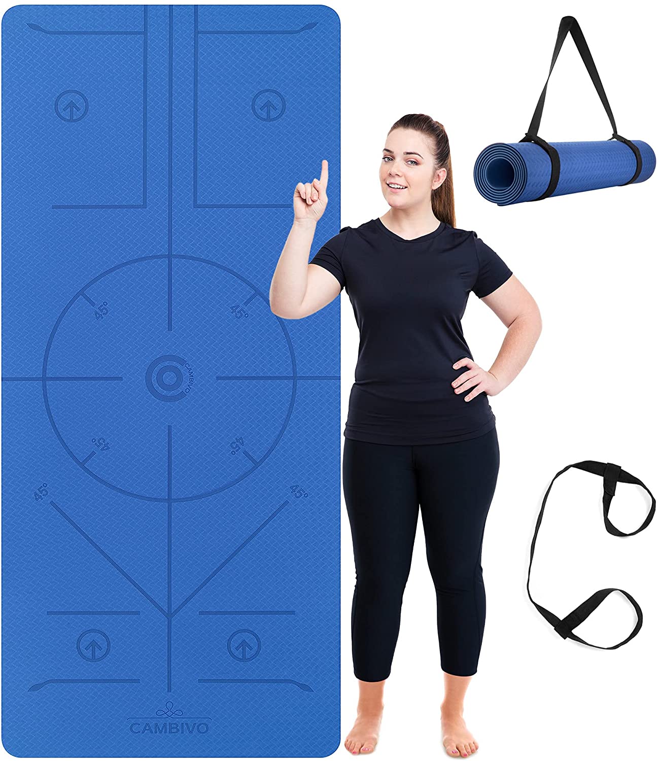 Non-Slip Alignment Yoga Mat  6mm Thick TPE Exercise Mat – Cambivo