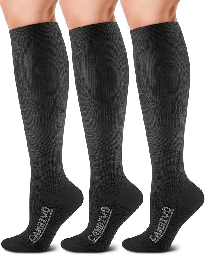 CAMBIVO compression socks designed for travel to reduce swelling and boost blood circulation