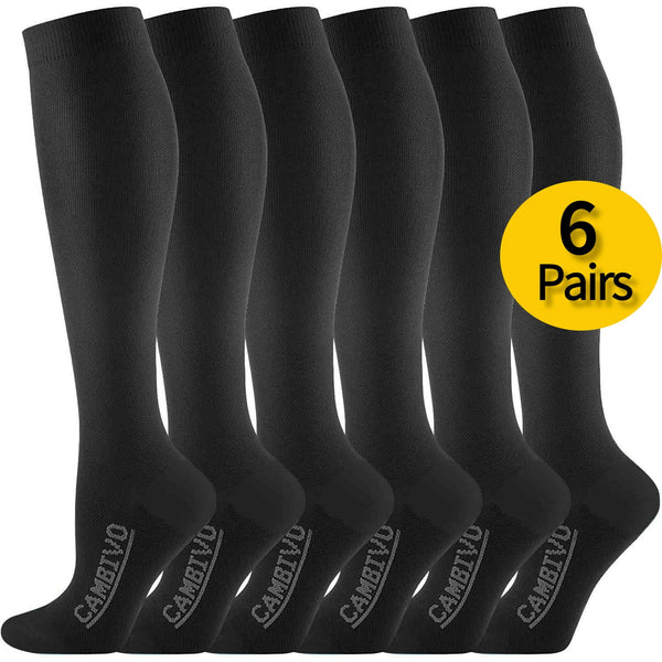 Cambivo 6 Pairs Compression Socks for Men and Women Black