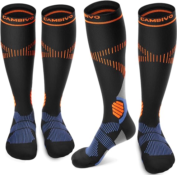 CAMBIVO knee-high compression socks designed for running and athletic support Black