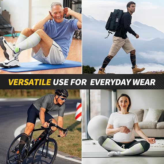 CAMBIVO knee-high compression socks suitable for running, cycling, and daily activities