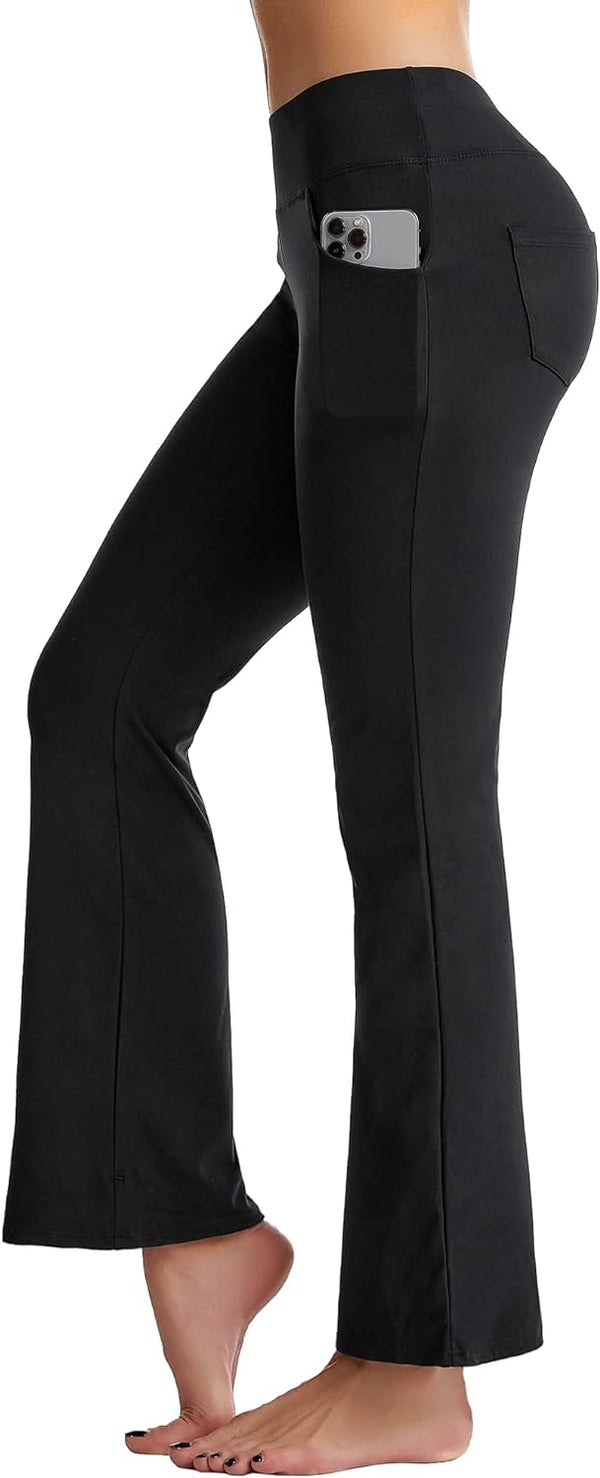 CAMBIVO High Waist Flare Leggings for Women , Non - See - Through Bootcut Yoga Pants with 4 Pockets - Cambivo