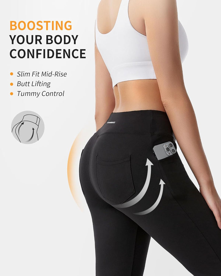 Back view of CAMBIVO yoga pants displaying the flattering fit