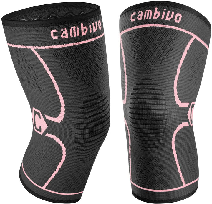 Cambivo 2 Pack Knee Brace Support, Knee Compression Sleeve for Running (CA)