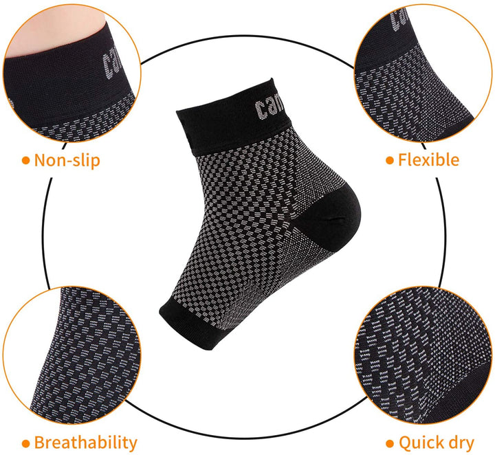 Cambivo 2 Pairs Ankle Support Sleeve with Arch Support for Men and Women, Plantar Fasciitis Socks