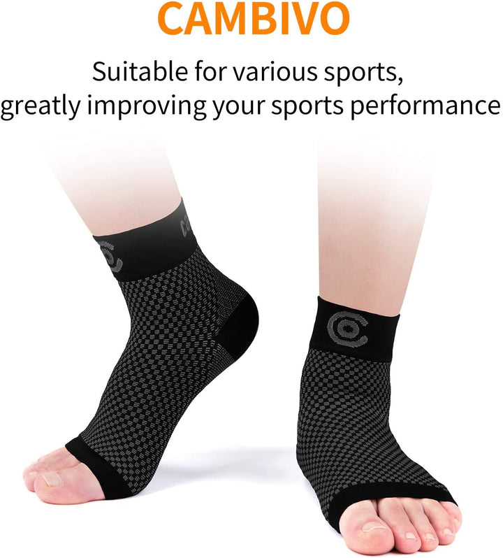 Cambivo 2 Pairs Ankle Support Sleeve with Arch Support for Men and Women, Plantar Fasciitis Socks