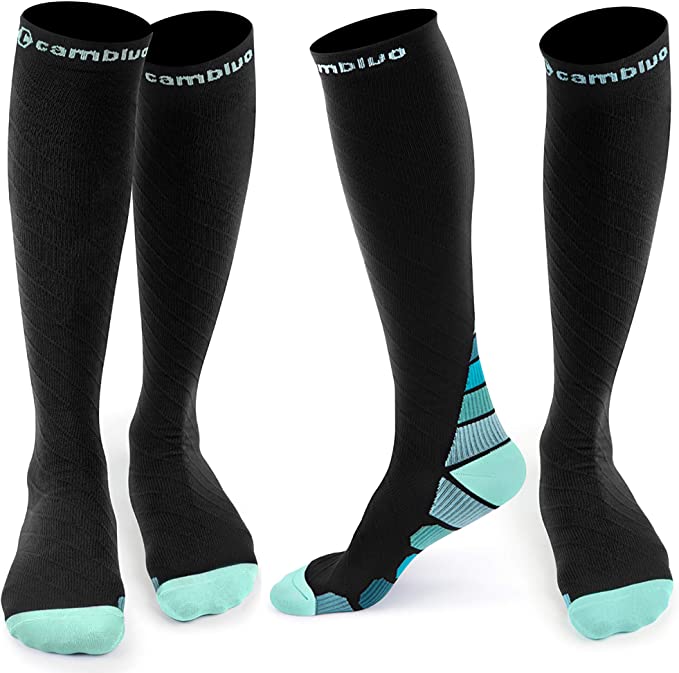  Cambivo 2 Pairs Compression Socks for Men and Women(20-30  mmHg), Compression Stocking for Swelling, Nurse, Flight  Review  Analysis