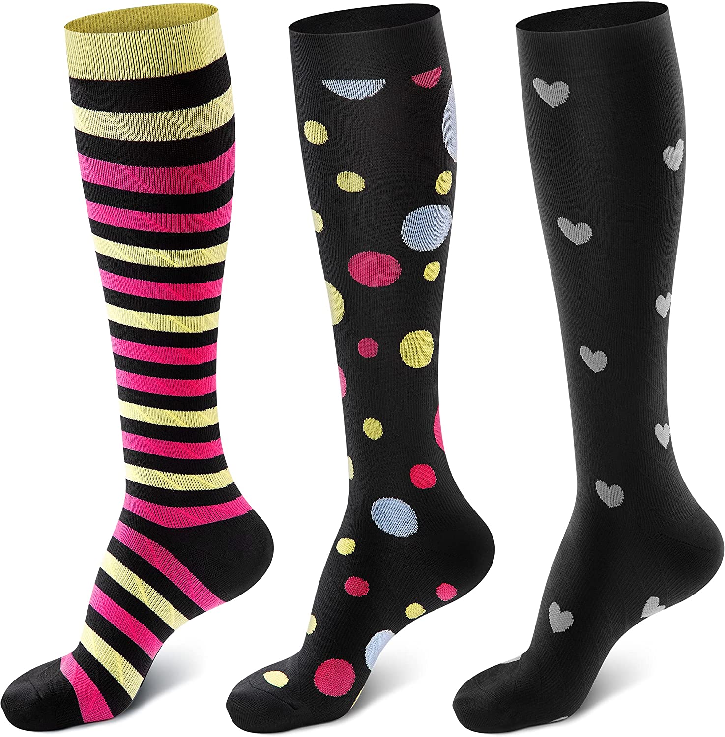 8 Pairs Compression Socks Men Women 20-30 mmHg Compression Stockings for  Sports (Multi-colored-B, Large-X-Large)