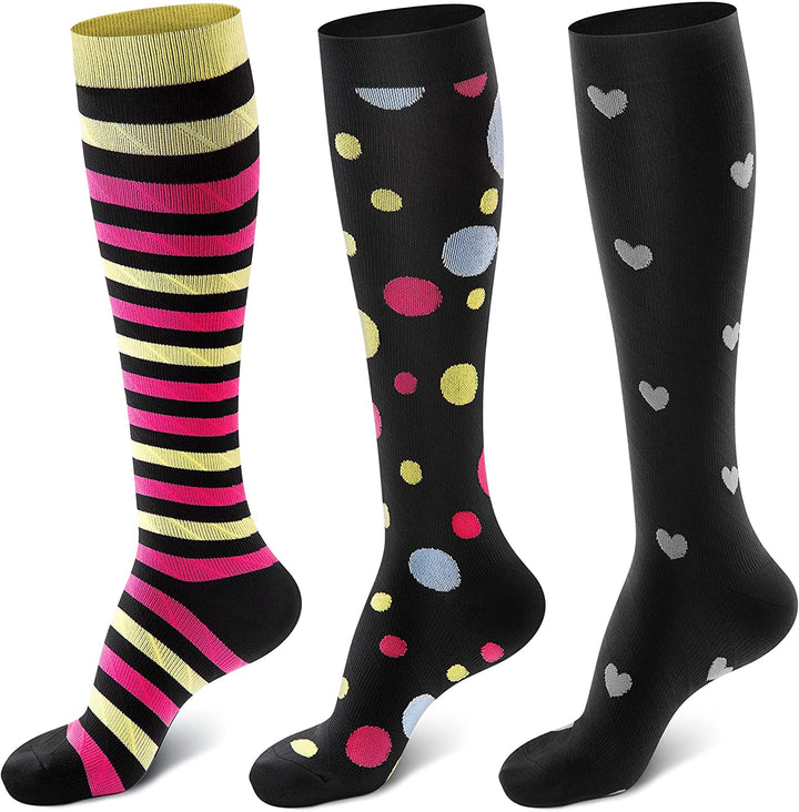 Cambivo 3 Pairs colorful Compression Socks for Women & Men