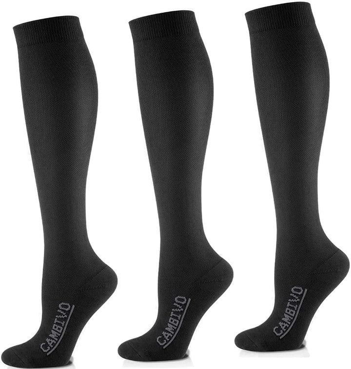 Black 3 Pairs Compression Socks for Women & Men