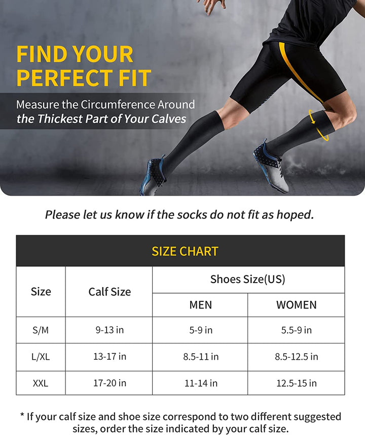 Compression Socks for Women & Men Size Chart
