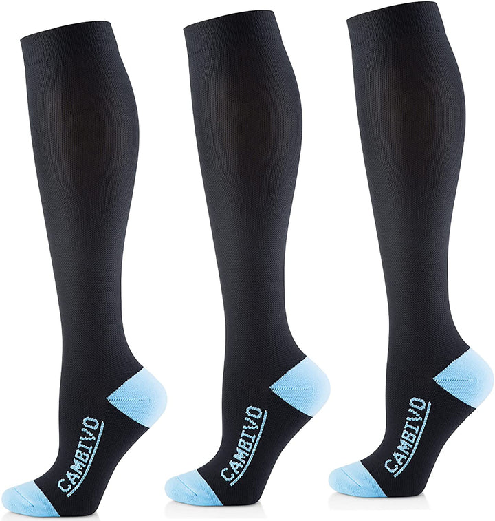 Blue 3 Pairs Compression Socks for Women & Men