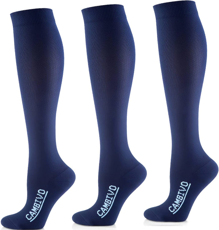 Cambivo Compression Socks for Women and Men 3 Pairs, 20-30mmHg Knee High  Socks for Running, Travel, Athletics, Nurse, Flight