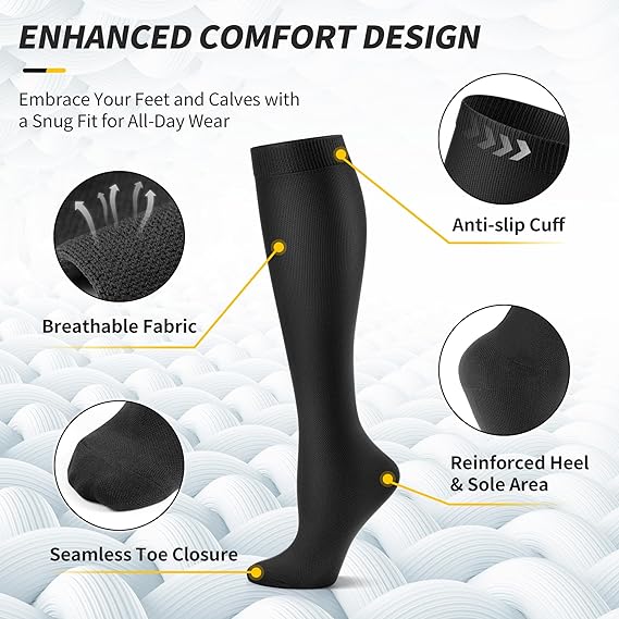 Soft and breathable fabric of CAMBIVO compression socks ensuring all-day comfort