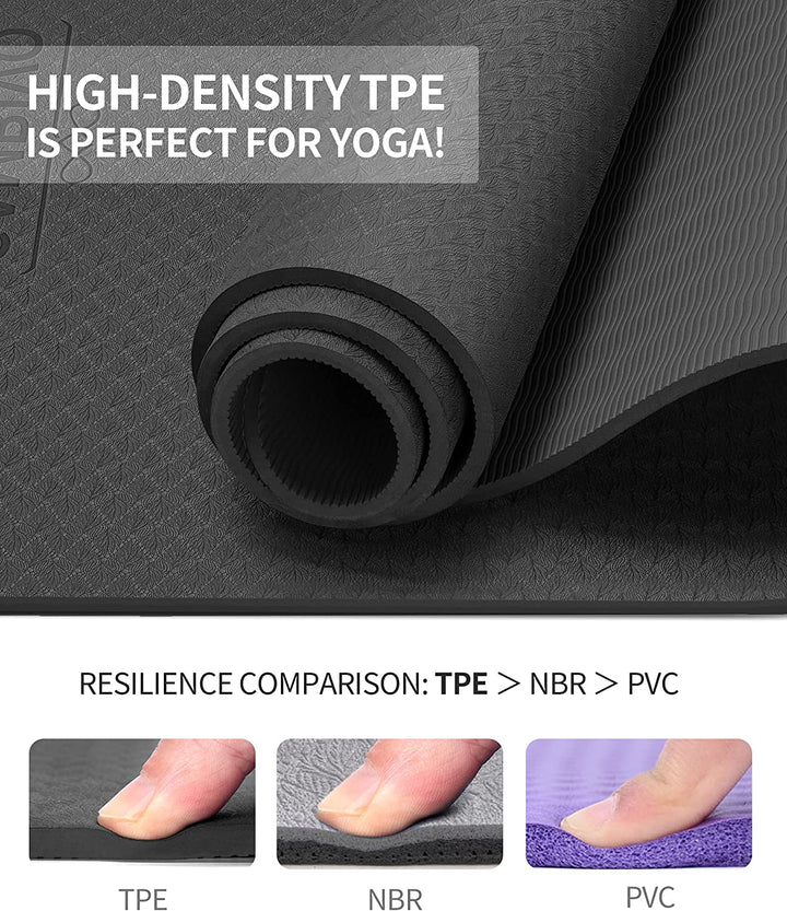 Yoga Mat TPE Workout Mat - Premium 6mm Print Extra Thick Non Slip Exercise  & Fitness Mat for All Types of Yoga, Pilates & Floor Workouts (72L x 24W  x 6mm Thick) 