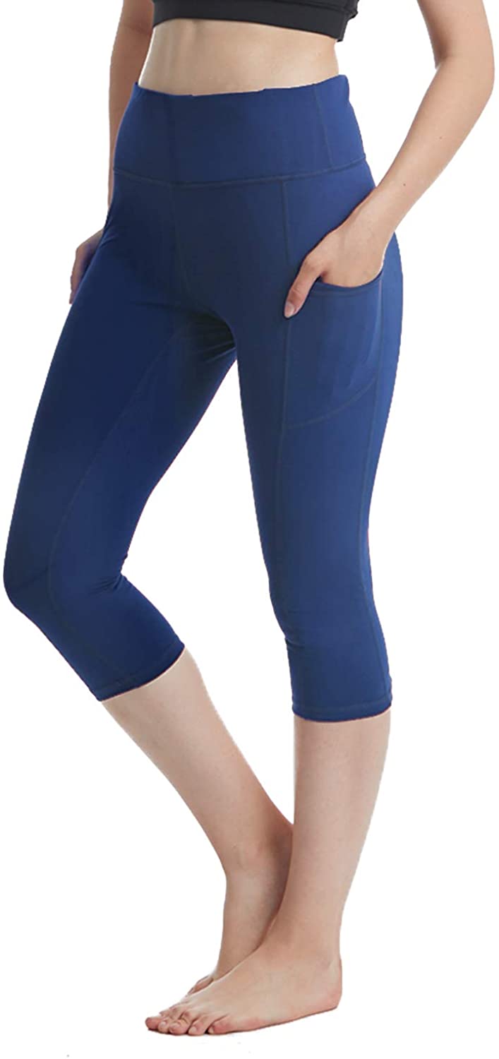 YWDJ Tights for Women Capris With Pockets High Waist Casual Yogalicious  Summer Utility Dressy Everyday Soft Solid Color Pocket Knee Length Leggings  Capris For Casual Summer With Pockets Blue M 