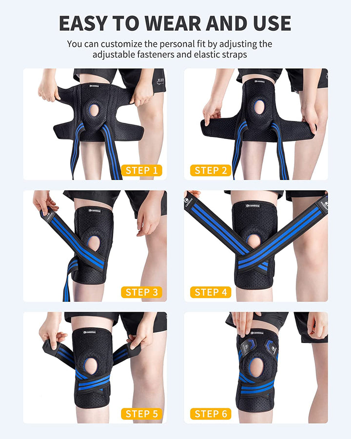 CAMBIVO Knee Brace with Side Stabilizers & Patella Gel Pads, Knee