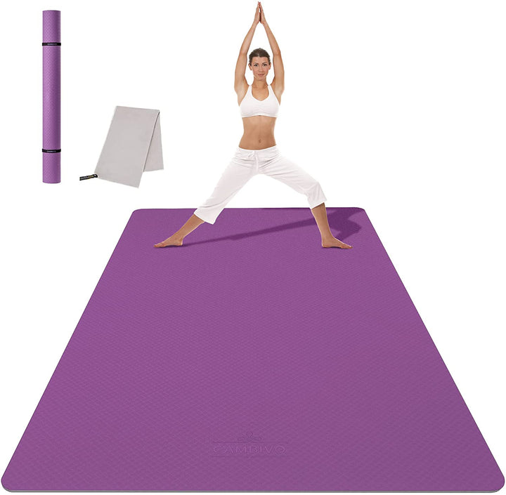 CAMBIVO Large Yoga Mat (6' x 4' x 6mm), Non-Slip Extra Wide