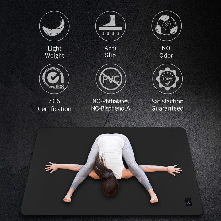 CAMBIVO Yoga Mat 6mm, 6'x 4' Extra Wide Workout Mat for Men Women