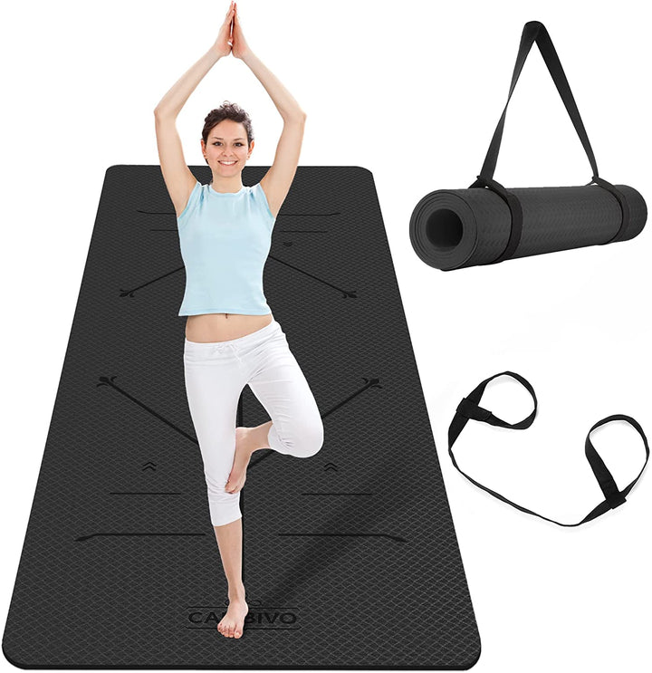 Yoga Mat Non Slip With Carry Strap 6mm Thick Home Gym Exercise