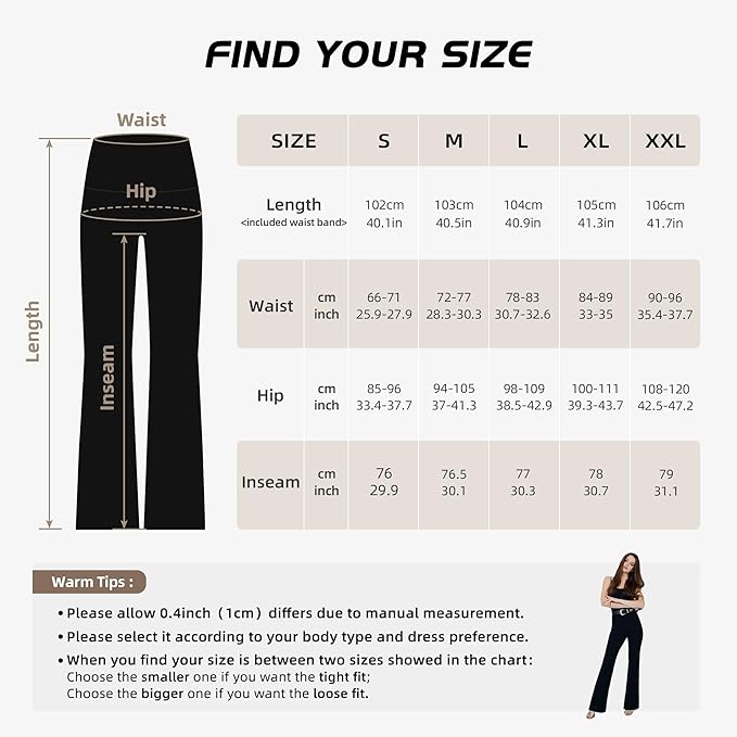 GymCope Flare Leggings for Women, High Waist Bootcut Yoga Pants with 4 Pockets, Tummy Control and Non-See-Through Dress Pants - Cambivo